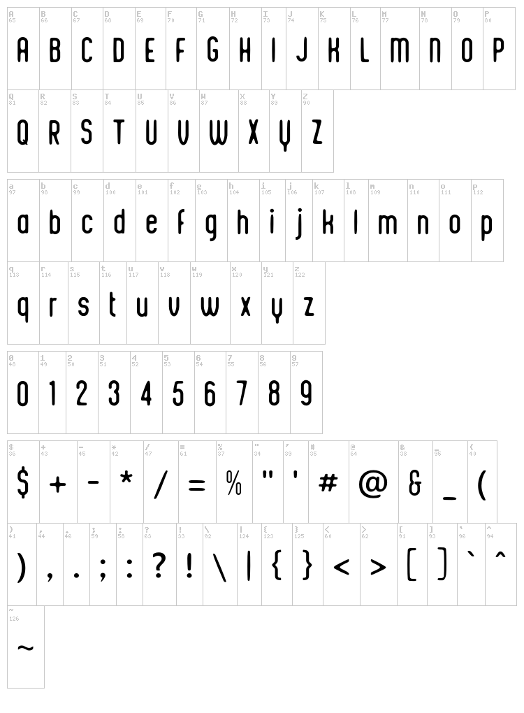 Integra Chic font map